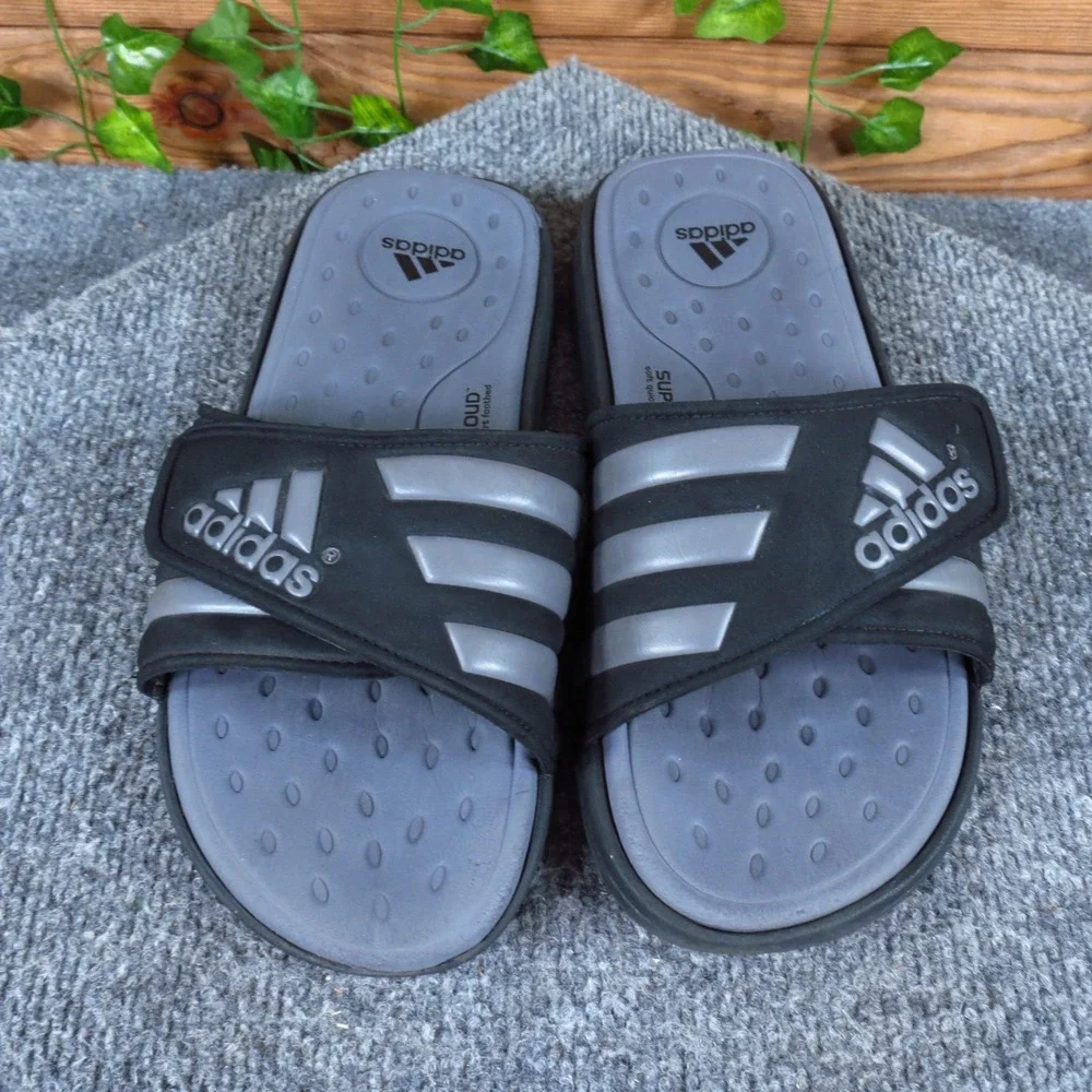Adidas Adissage SC Mens Slide Sandals Size 8 Athletic Pool Shoes Black Grey